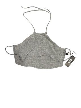 POSTER GIRL Silver Sparkle Halter Crop Top